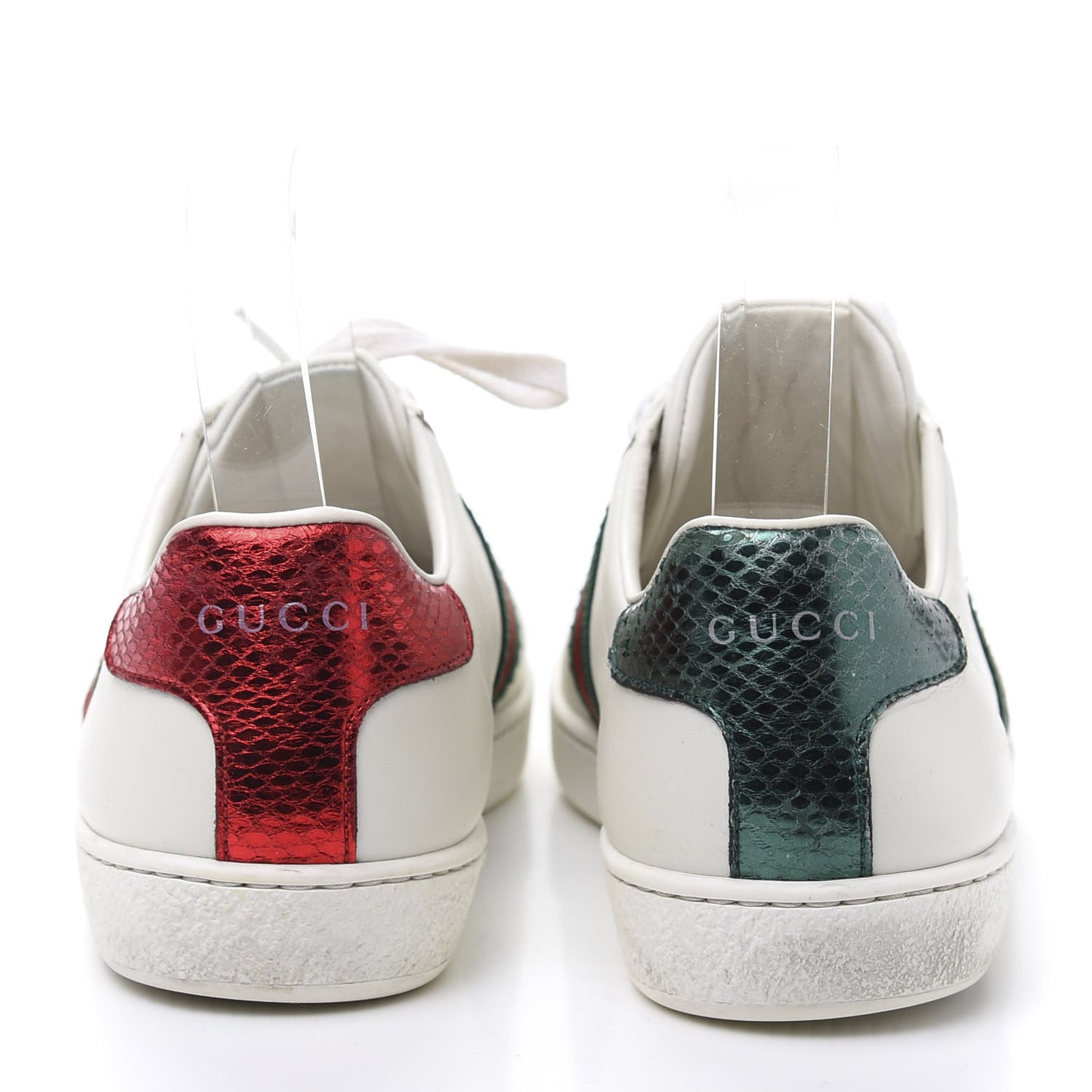 Calfskin Ayers Bee Embroidered Womens Ace Sneakers 37 White Green