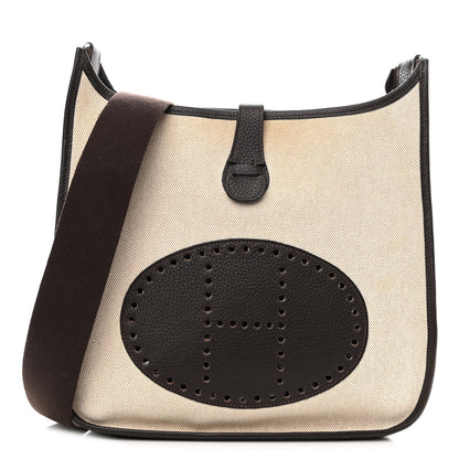 Hermes Toile Taurillon Clemence Evelyne II GM Ecru Ebene 1 of 10