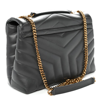 Saint Laurent Calfskin Y Quilted Monogram Small Loulou Chain Satchel Storm 3 of 11