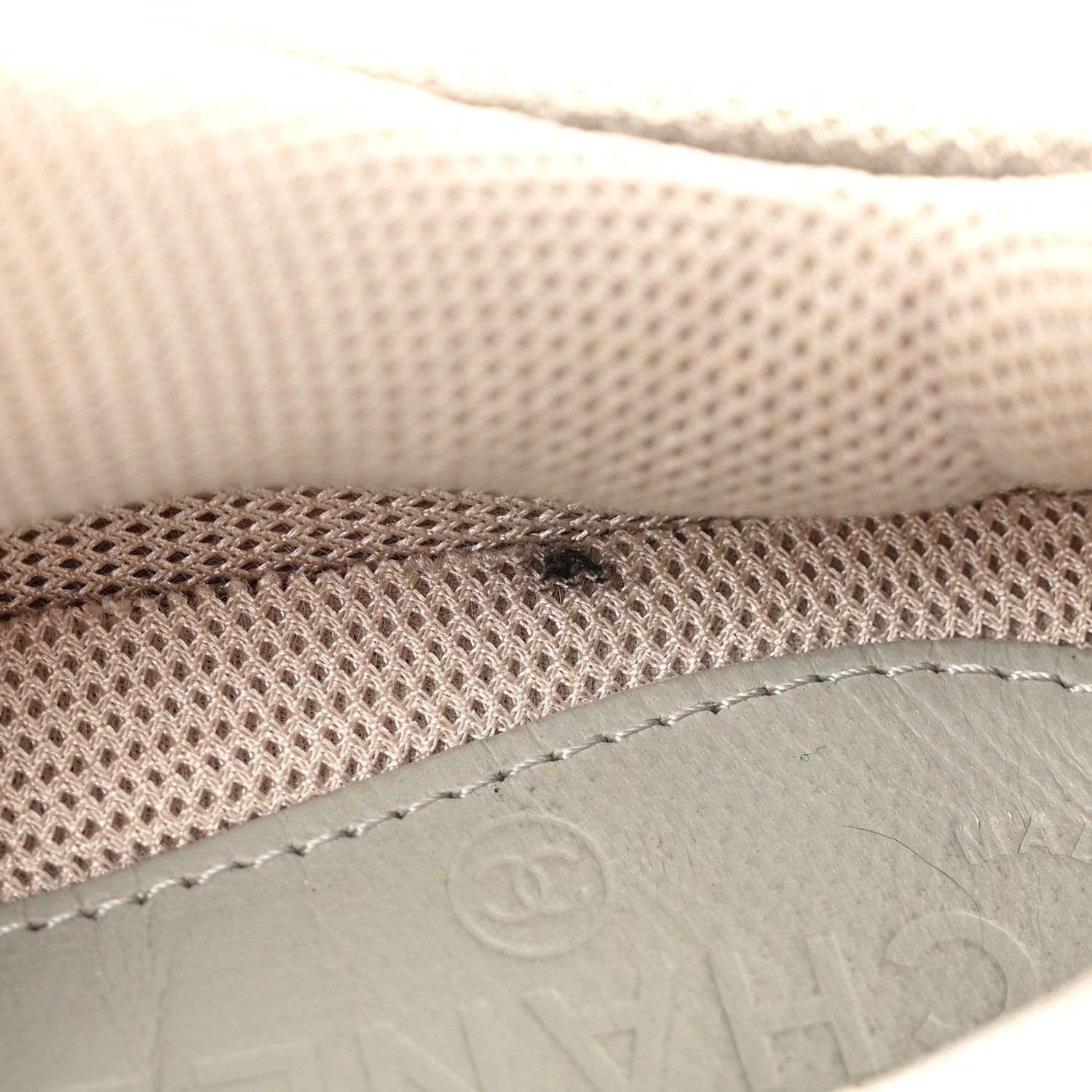 Chanel Mesh Suede Calfskin Womens CC Sneakers 36.5 White Black Beige Gold 15 of 15
