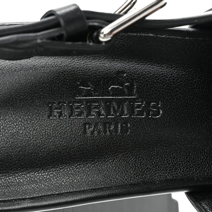 Hermes Calfskin Eris 90 Sandals 37 Black 7 of 9