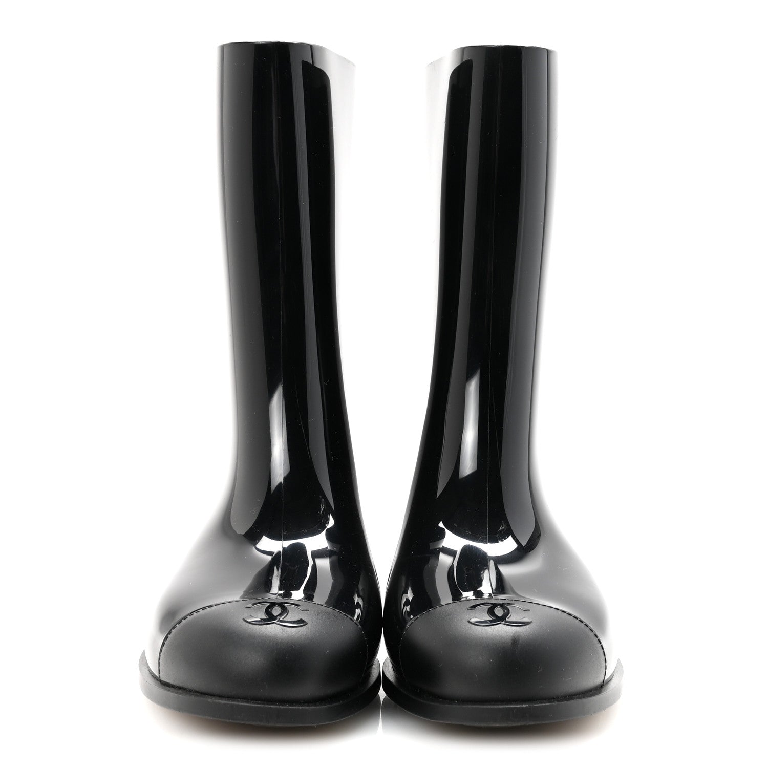 Chanel Rubber Rain Boots 36 Black 3 of 9