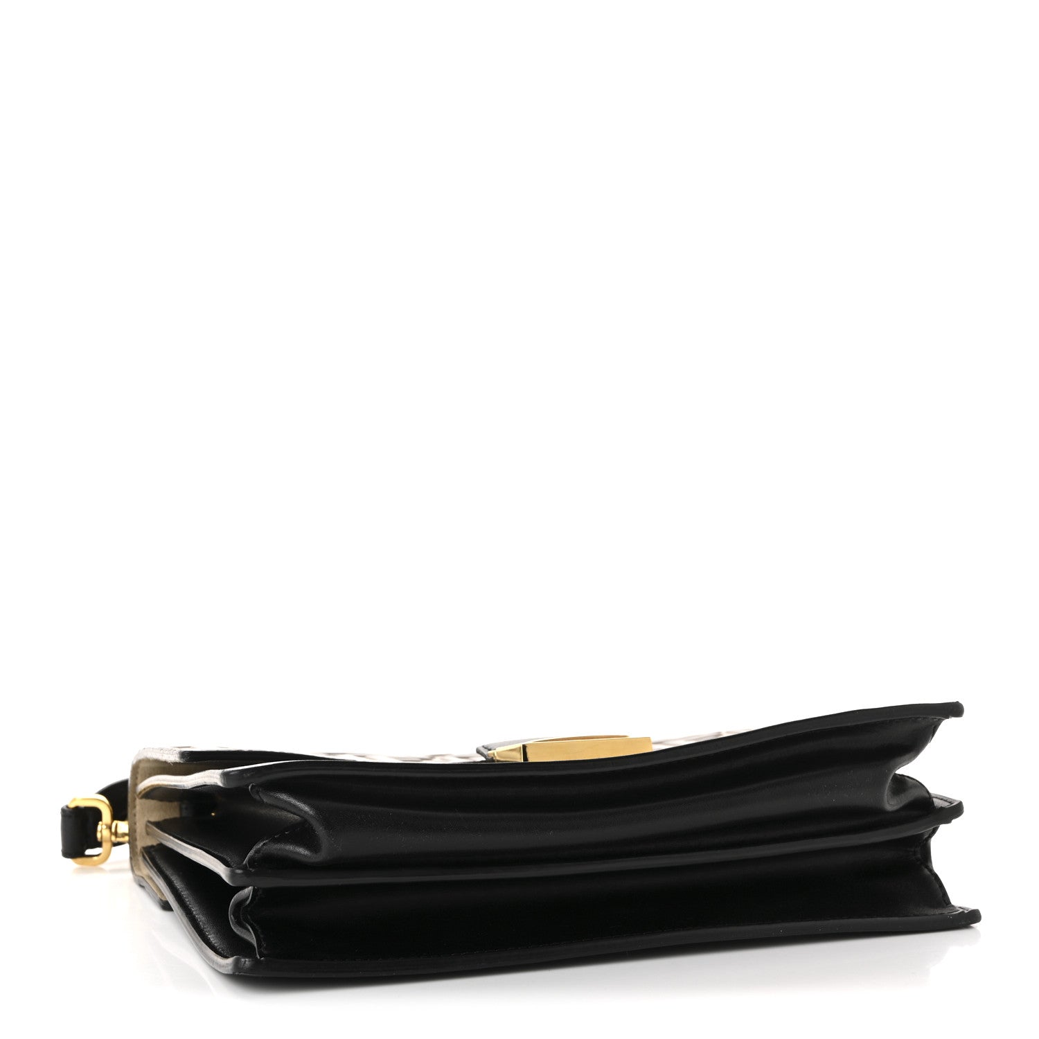 Fendi Vitello Liberty Bi-Color FF 1974 Embossed Chain Strap Kan U Shoulder Bag Black Maya 4 of 10
