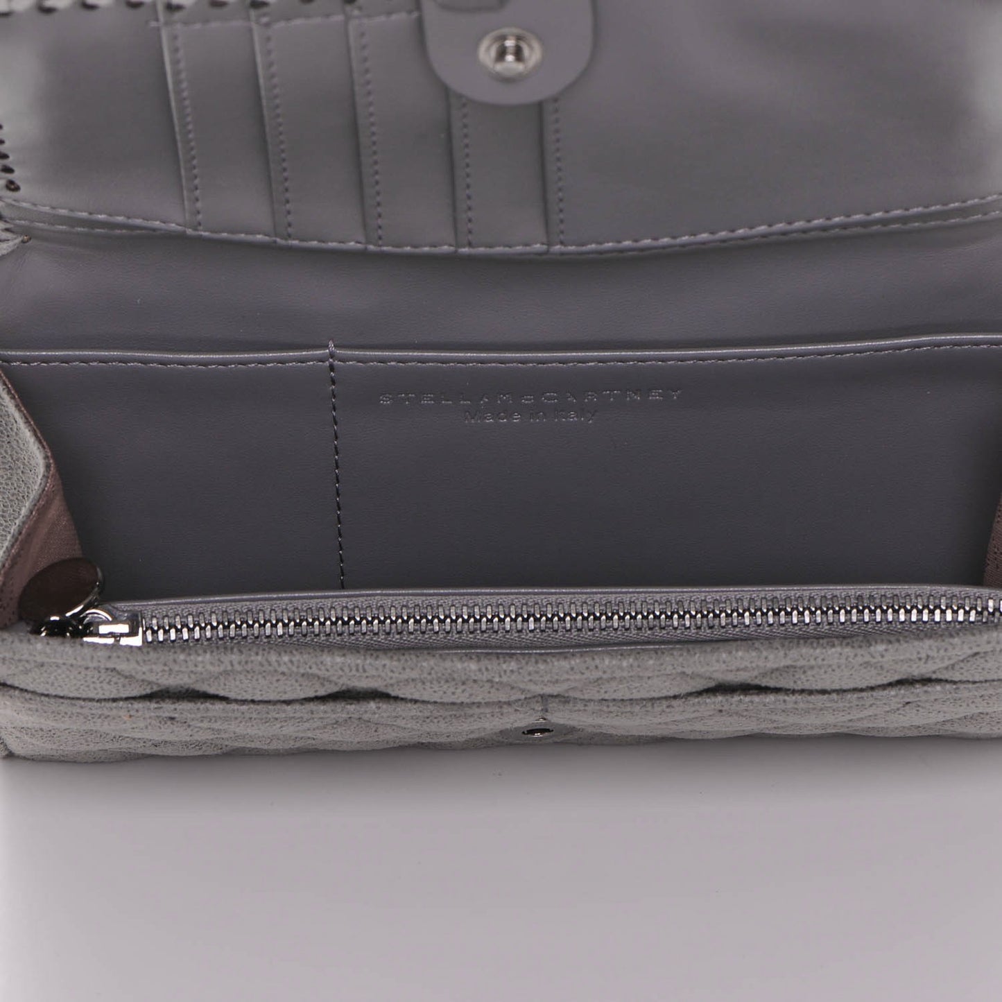 Shaggy Deer Quilted Falabella Flap Wallet Grey