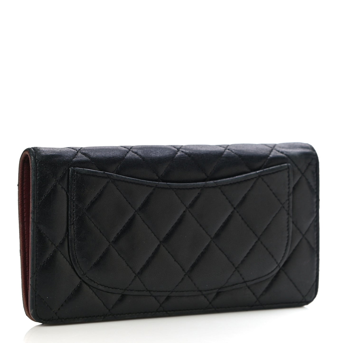 Lambskin Quilted Yen Wallet Black