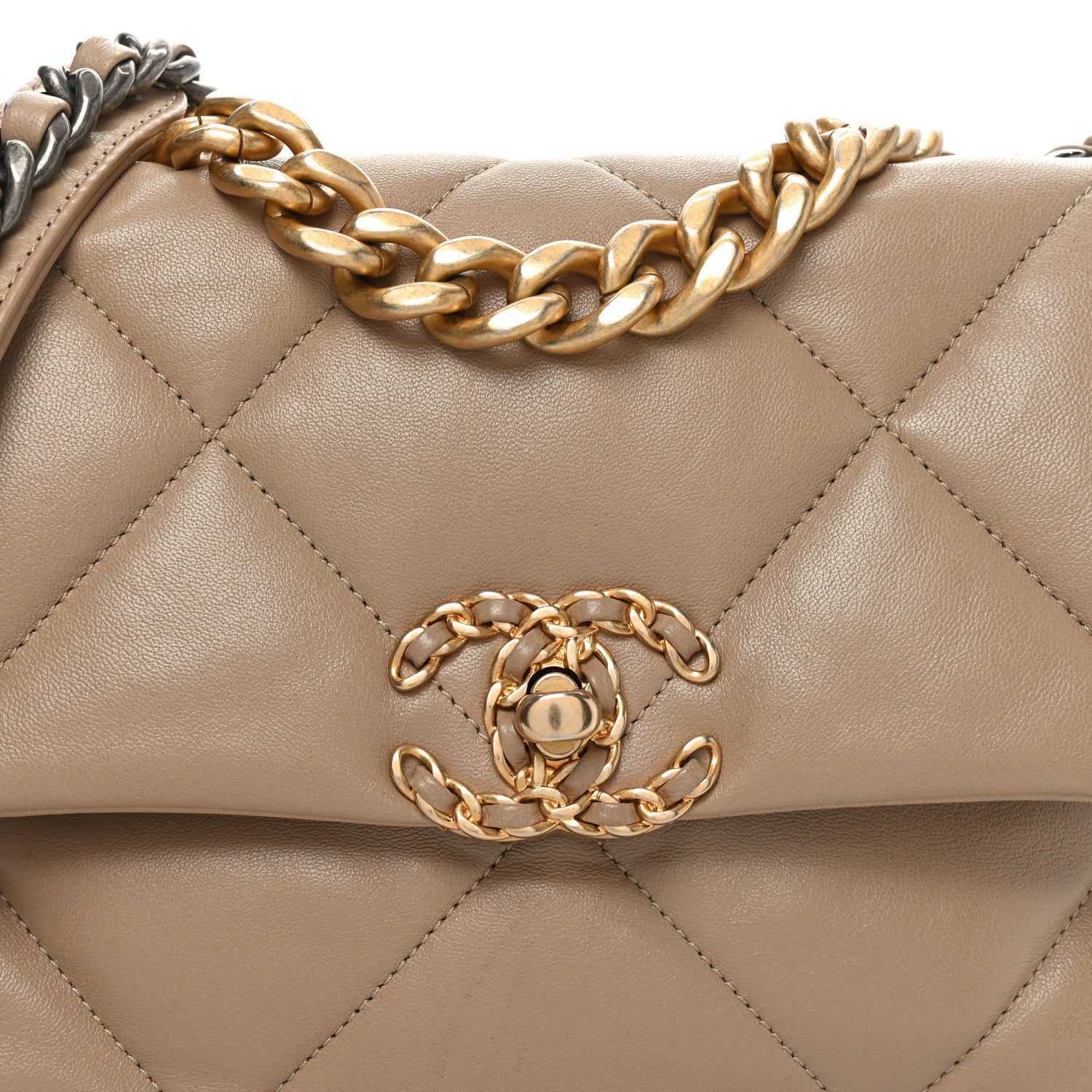 Chanel Lambskin Quilted Medium Chanel 19 Flap Dark Beige 8 of 10