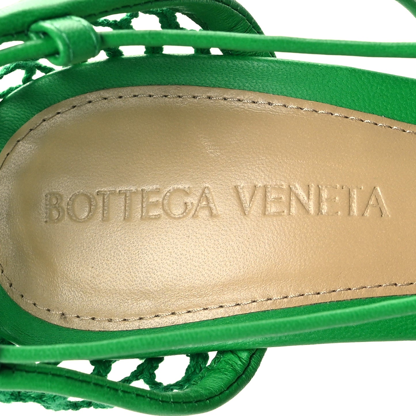 Mesh Nappa Stretch Ankle Tie 90mm Sandals 36 Grass