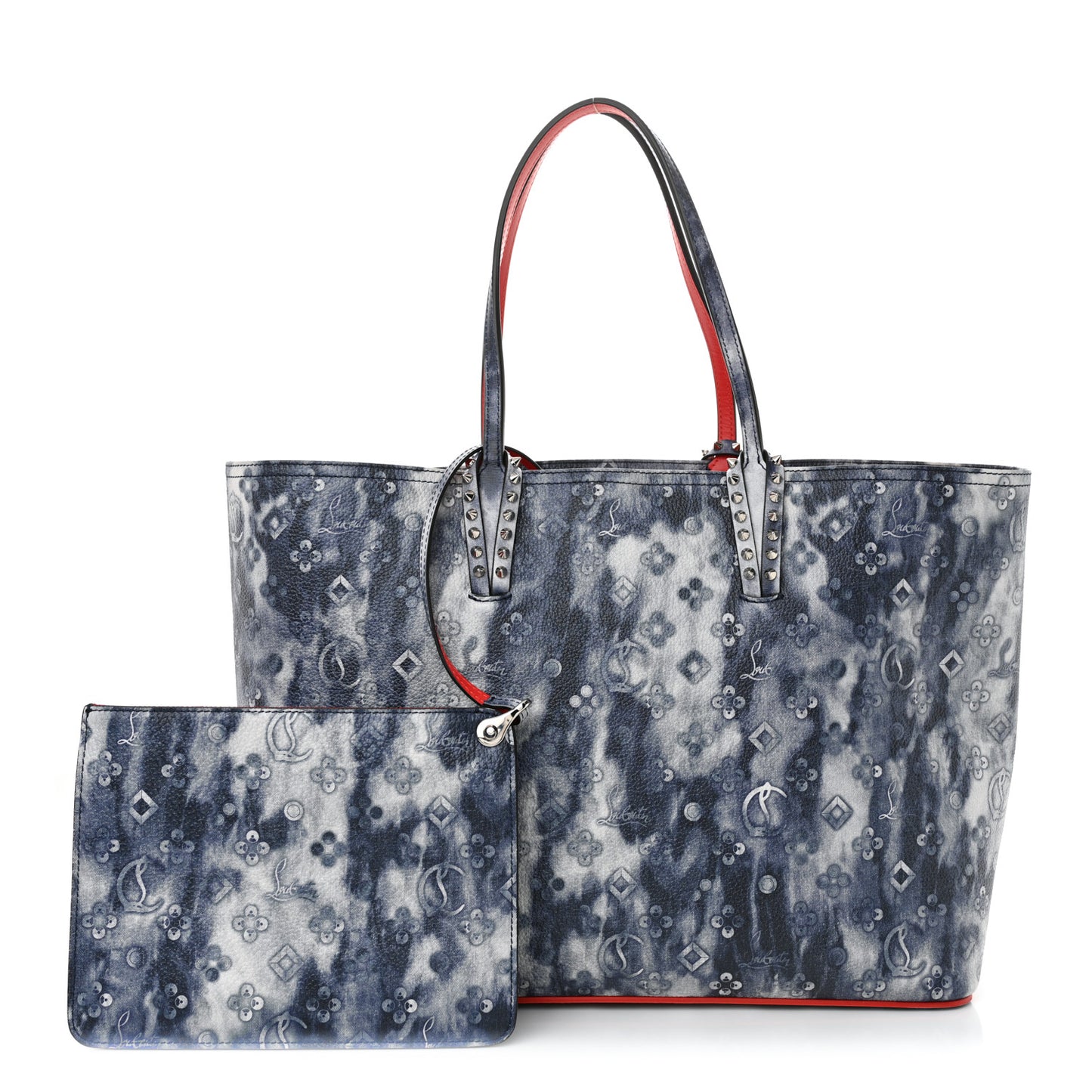 Metallic Calfskin Tie Dye Spikes East West Cabata Tote Multicolor