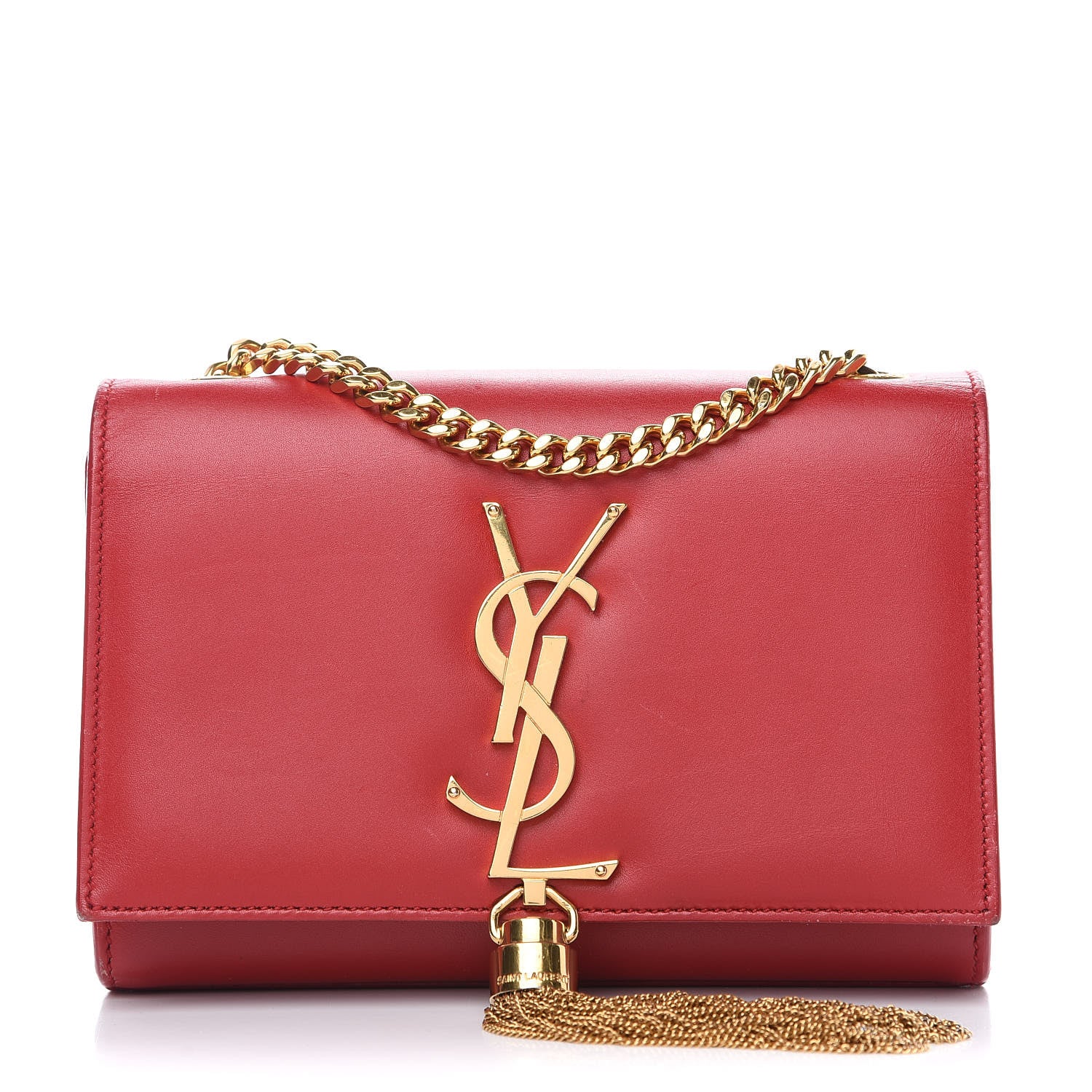 Saint Laurent Calfskin Small Classic Monogram Kate Tassel Satchel Red 1 of 12