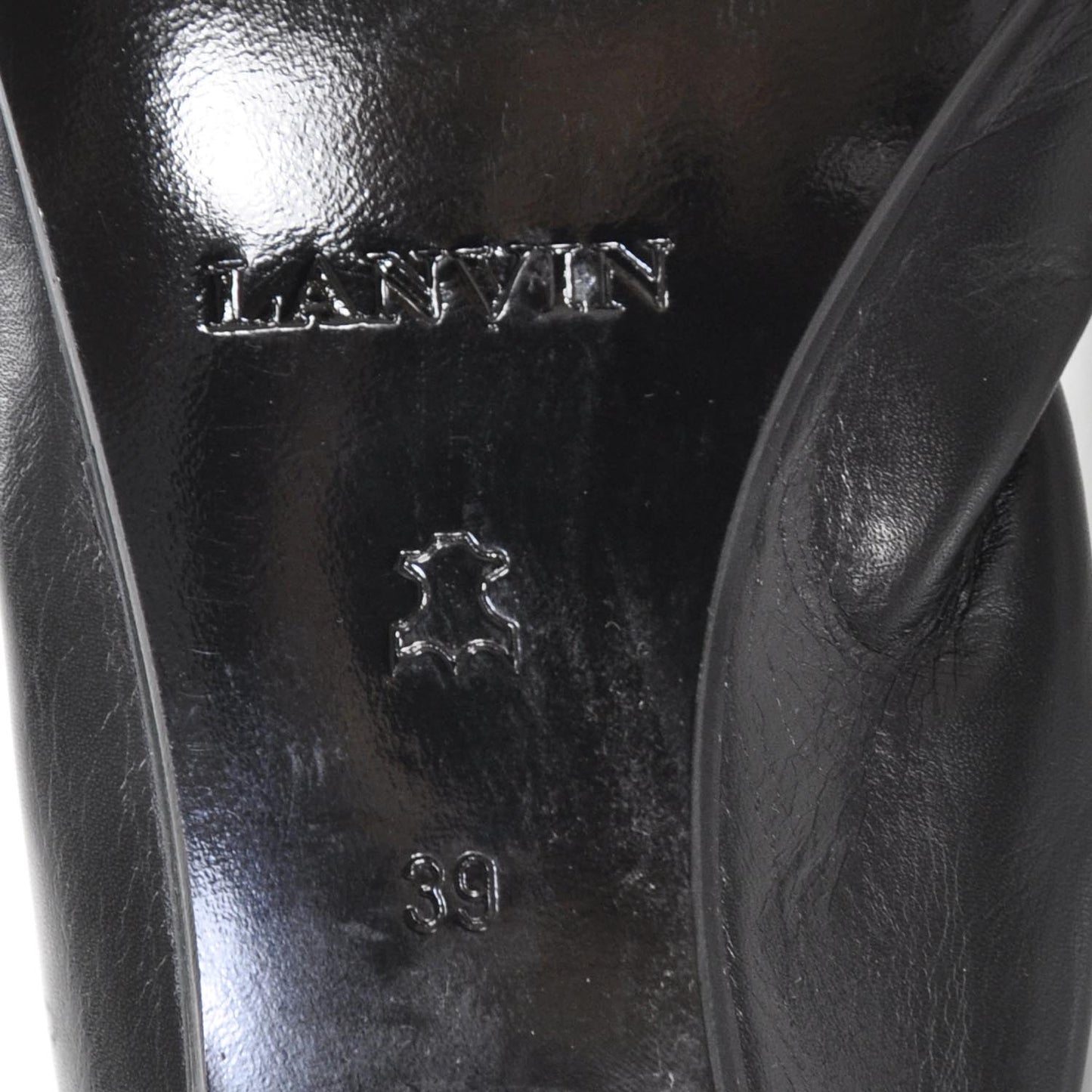 Leather Elastic Ballet Flats 39 Black