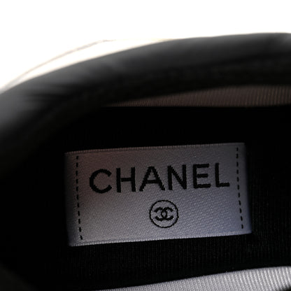 Chanel Mesh Suede Grained Calfskin Womens CC Sneakers 39.5 White Black 8 of 10