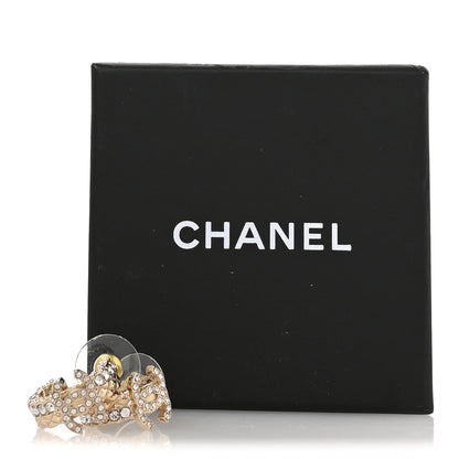 Chanel Metal Crystal Quilted CC Hoop Earrings Gold 5 of 5