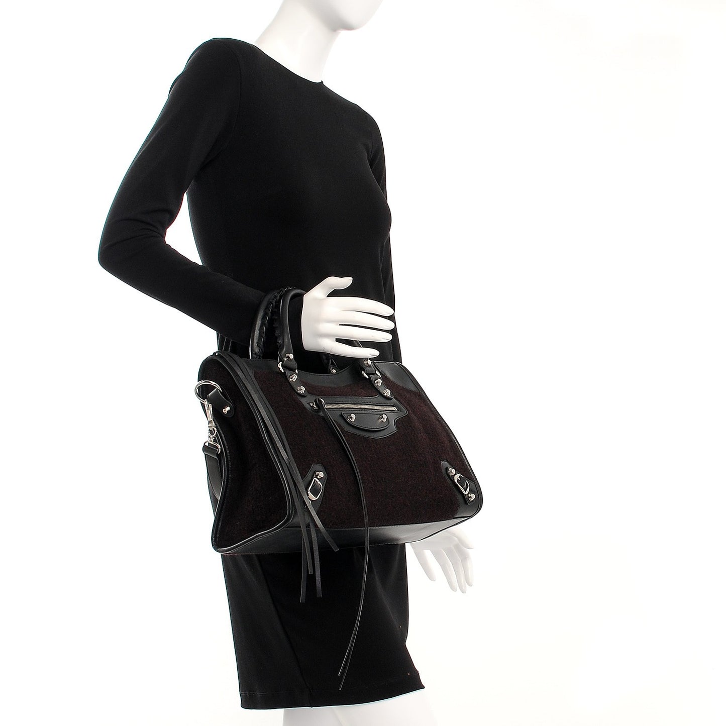 Calfskin Wool Classic Silver Hardware City Bordeaux