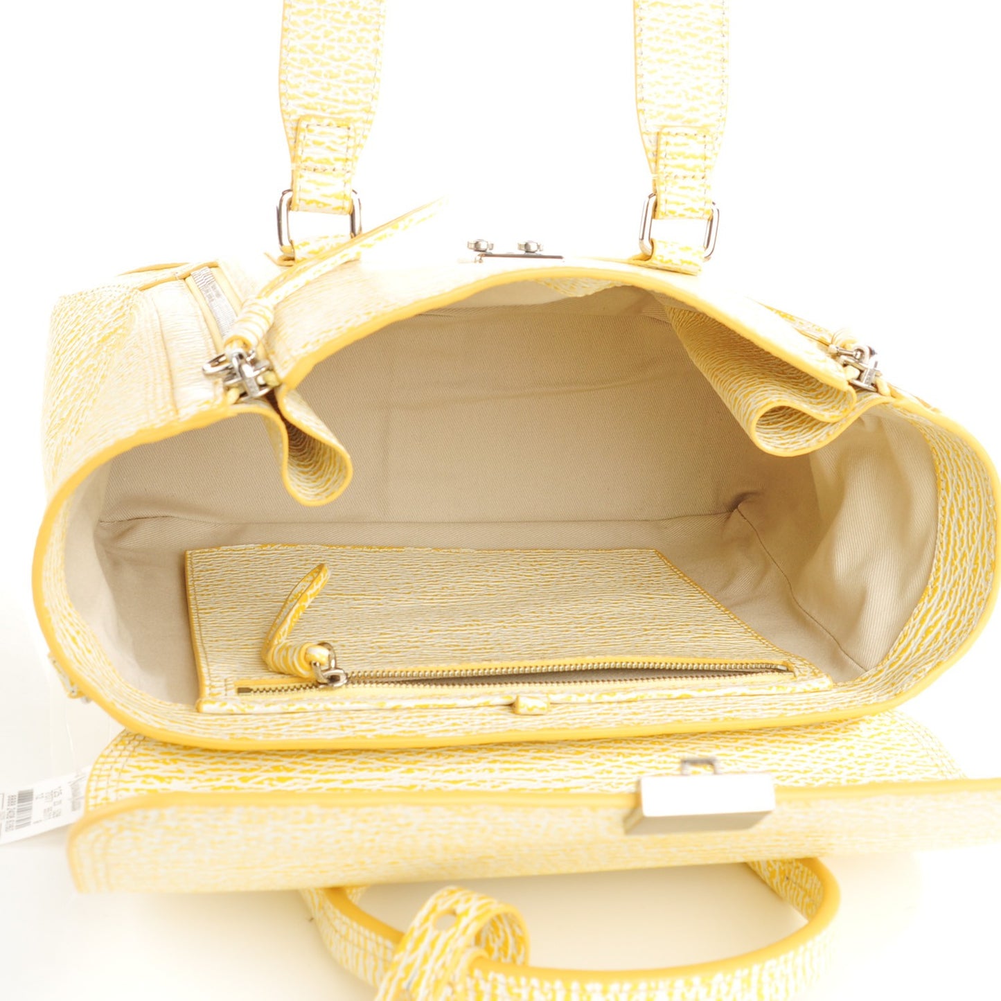 3.1 Textured Calfskin Medium Pashli Satchel Ivory Mimosa
