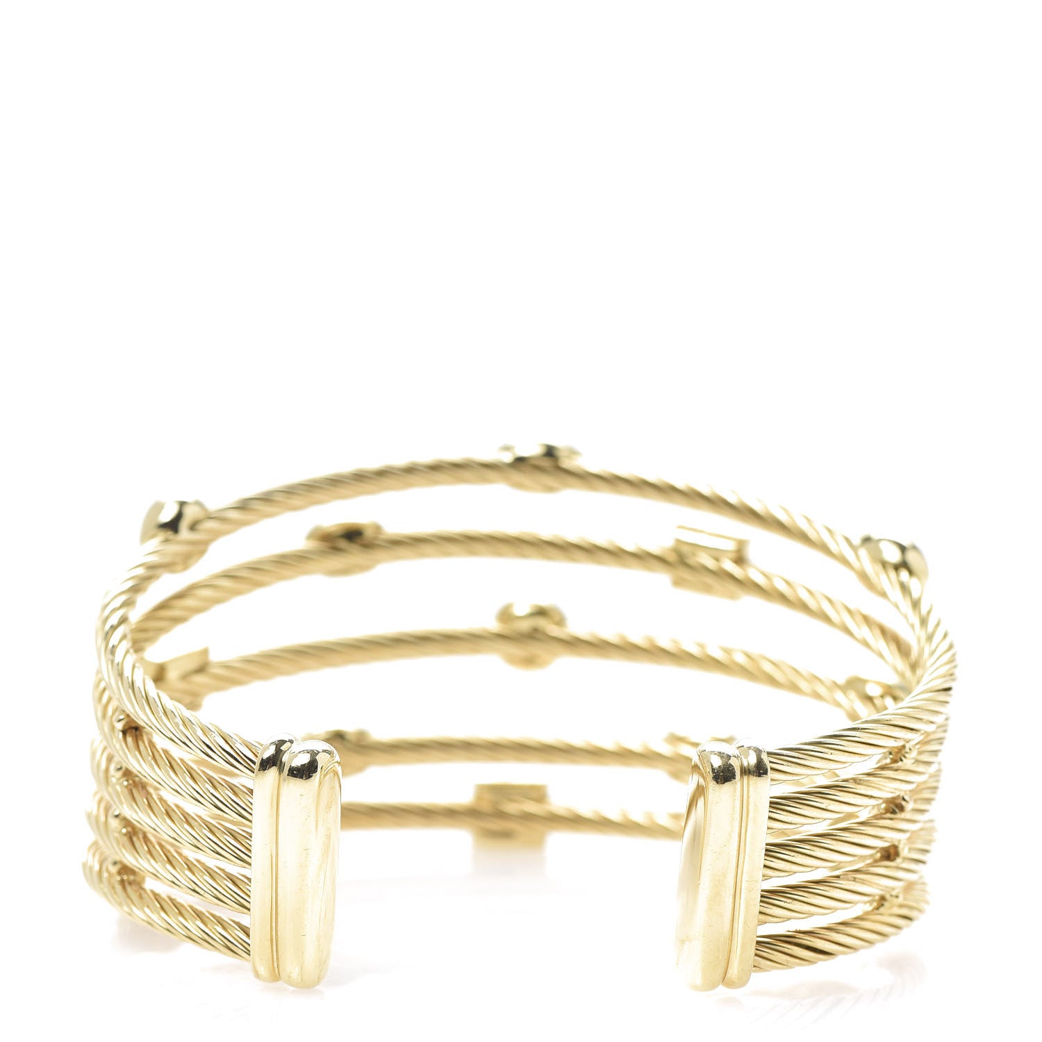 David Yurman 18K Yellow Gold Diamond Five Row Confetti Cuff Bracelet 3 of 4