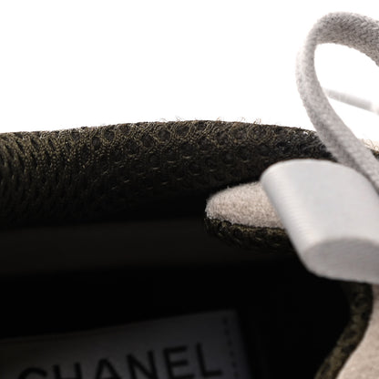 Chanel Suede Calfskin Embroidered CC Sneakers 38 Ecru Light Gray 10 of 12