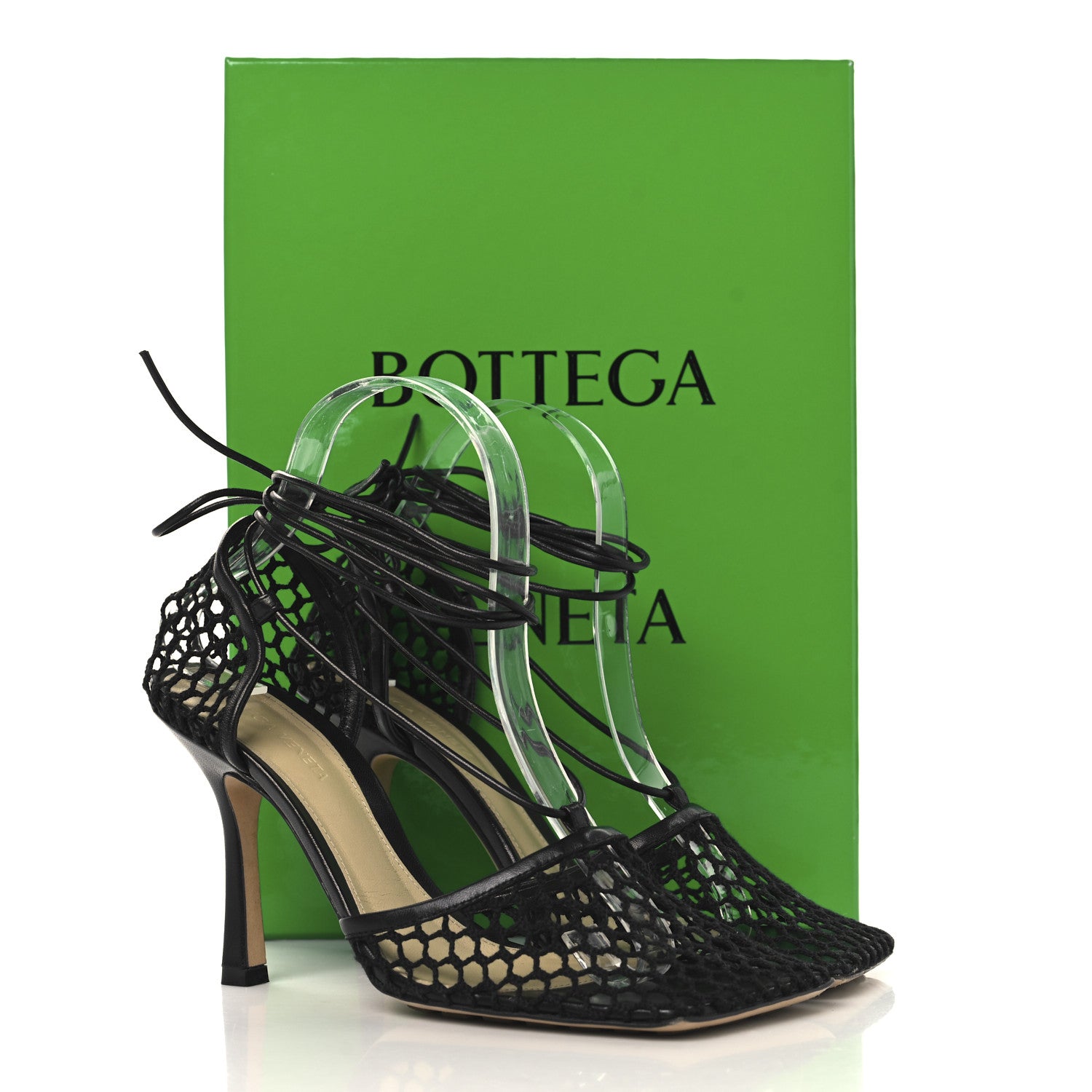 Bottega Veneta Mesh Nappa Stretch Ankle Tie 90mm Sandals 38.5 Black 9 of 9