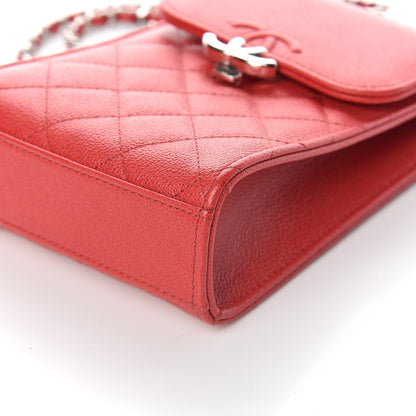 Chanel Grained Calfskin Quilted CC Box Clutch With Chain Red 10 of 12