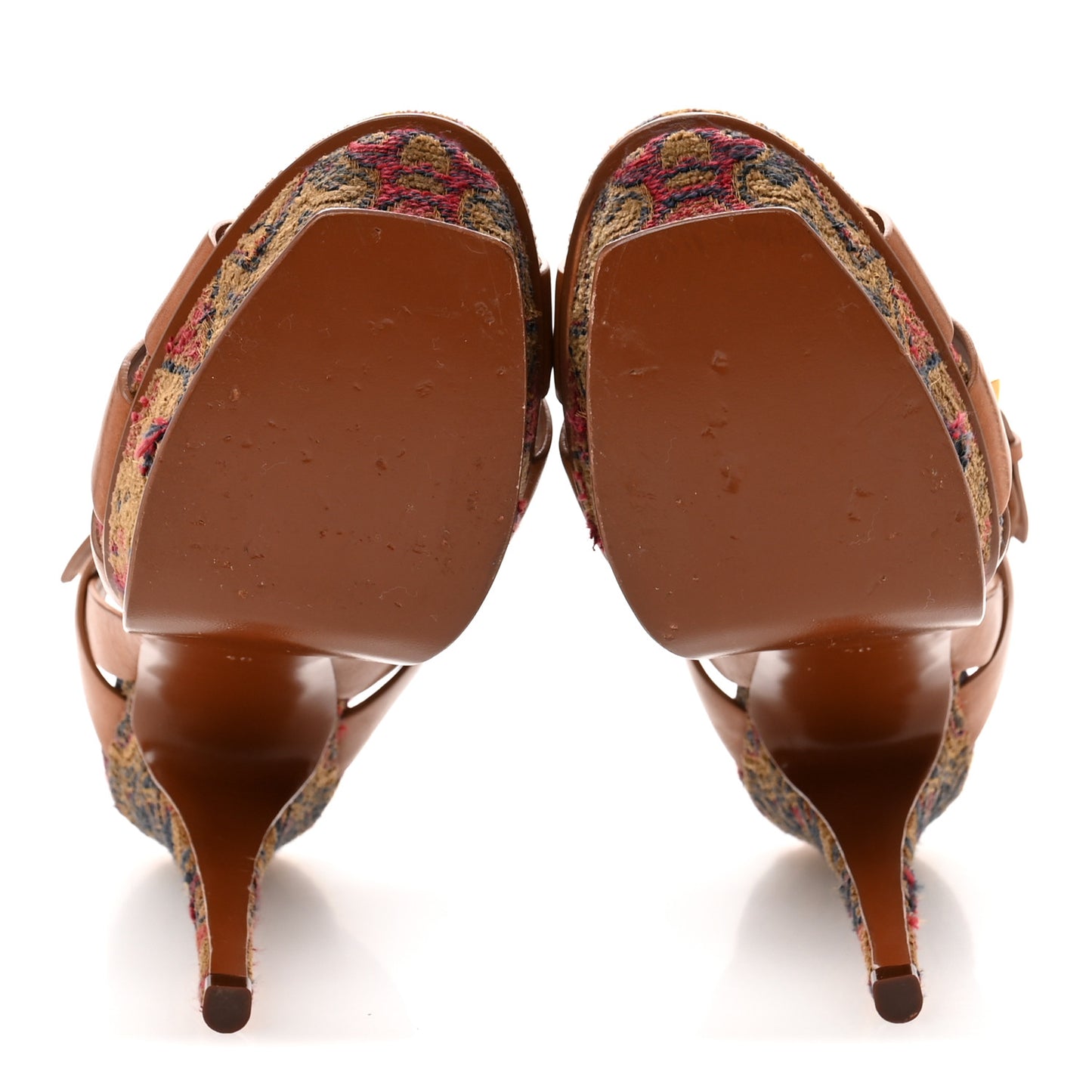 Calfskin Tapestry Marrakech Tribute 105 Platform Sandals 40 Ambra Sapphire