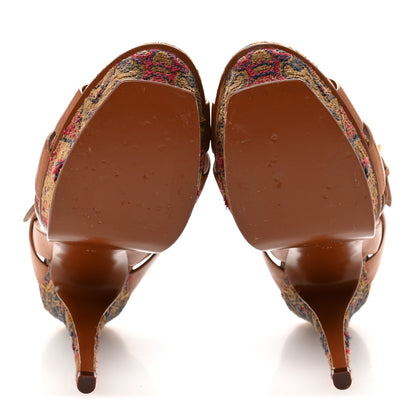 Saint Laurent Calfskin Tapestry Marrakech Tribute 105 Platform Sandals 40 Ambra Sapphire 6 of 9