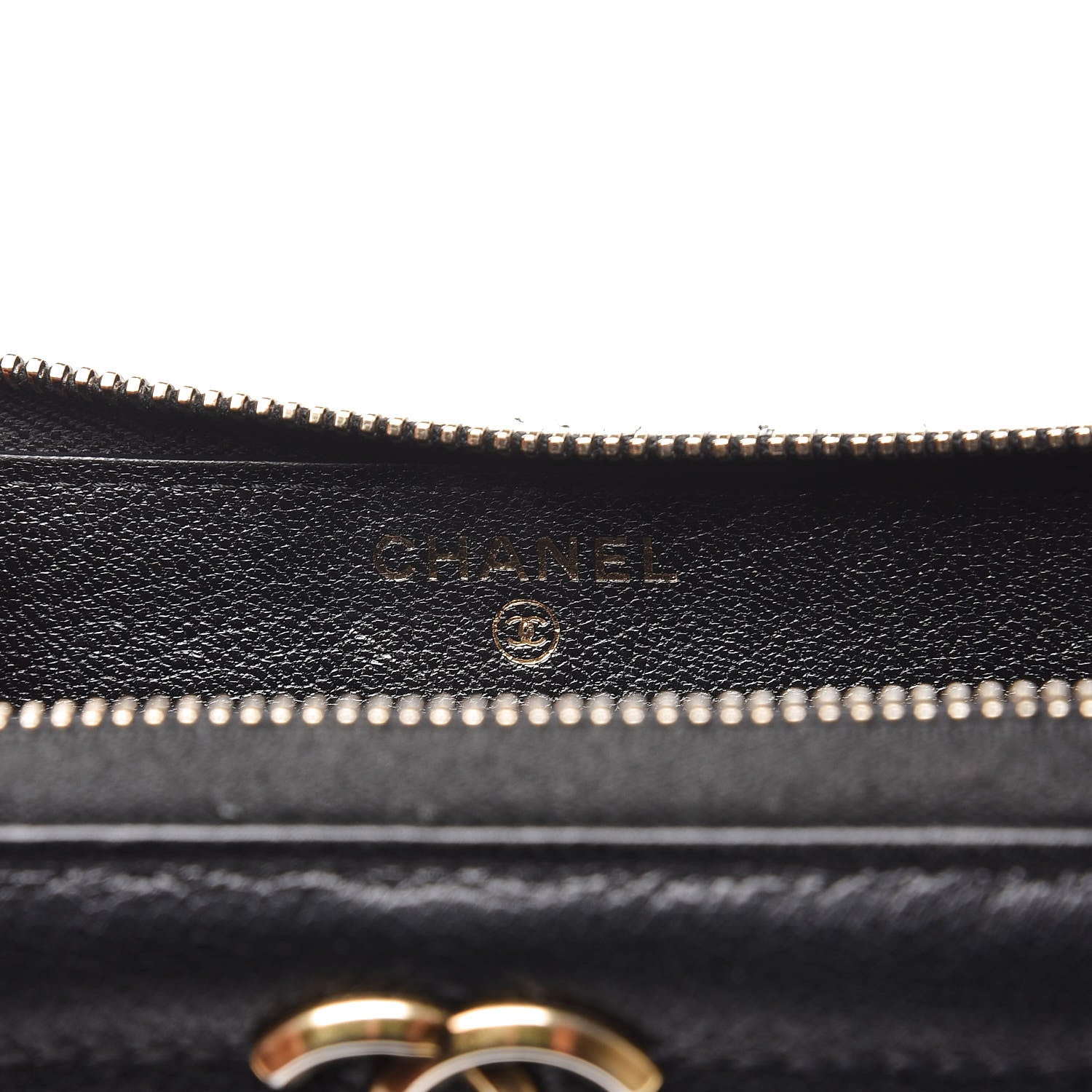 Chanel Shiny Goatskin Diagonal Quilted Small Zip Around Wallet Black 6 of 8