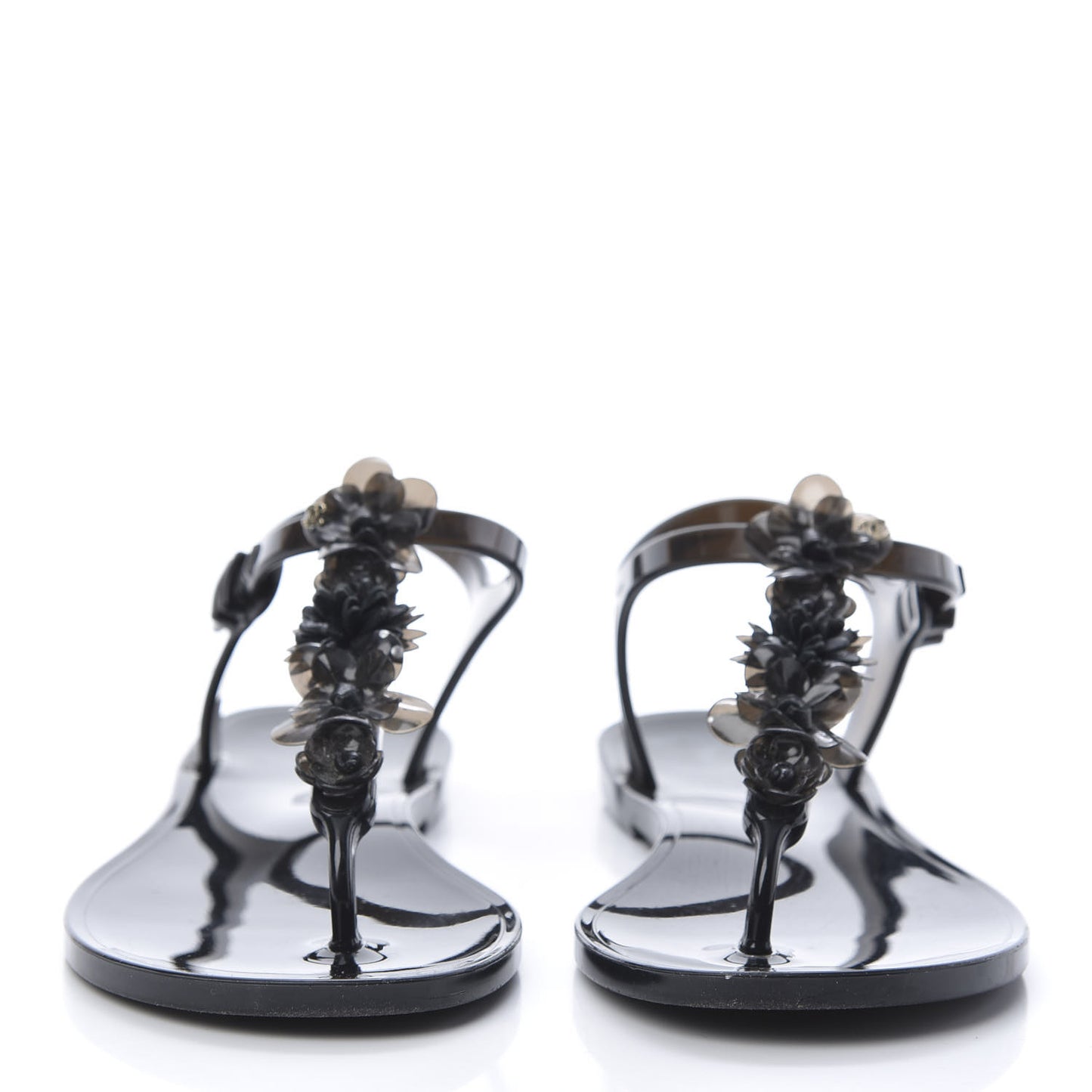 Jelly Camellia Thong Sandals 35 Black