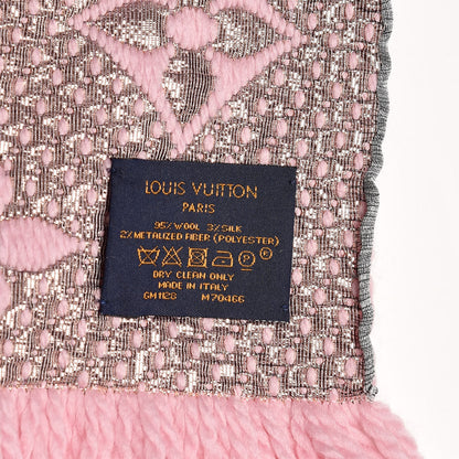 Louis Vuitton Wool Silk Logomania Shine Scarf Pink 4 of 4