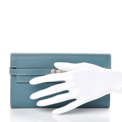 Hermes Epsom Kelly Longue Wallet Blue Jean 2 of 8