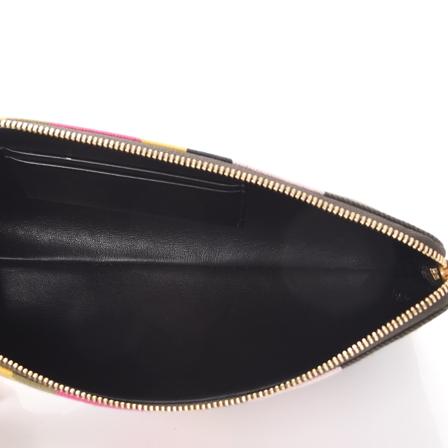 Cotton Canvas Lambskin Striped Solo Clutch Pouch Black