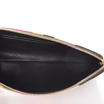 Celine Cotton Canvas Lambskin Striped Solo Clutch Pouch Black 5 of 8