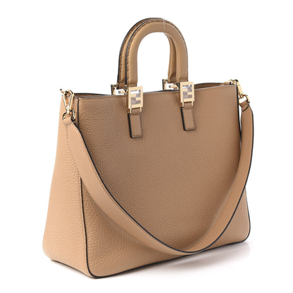 Fendi Cuoio Romano Selleria Medium FF Tote Miele Scuro 3 of 9