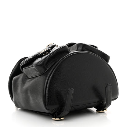 Chanel Shiny Caviar Quilted Medium Duma Pockets Drawstring Backpack Black 4 of 10