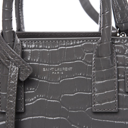 Saint Laurent Calfskin Crocodile Embossed Nano Sac De Jour Fog 5 of 9