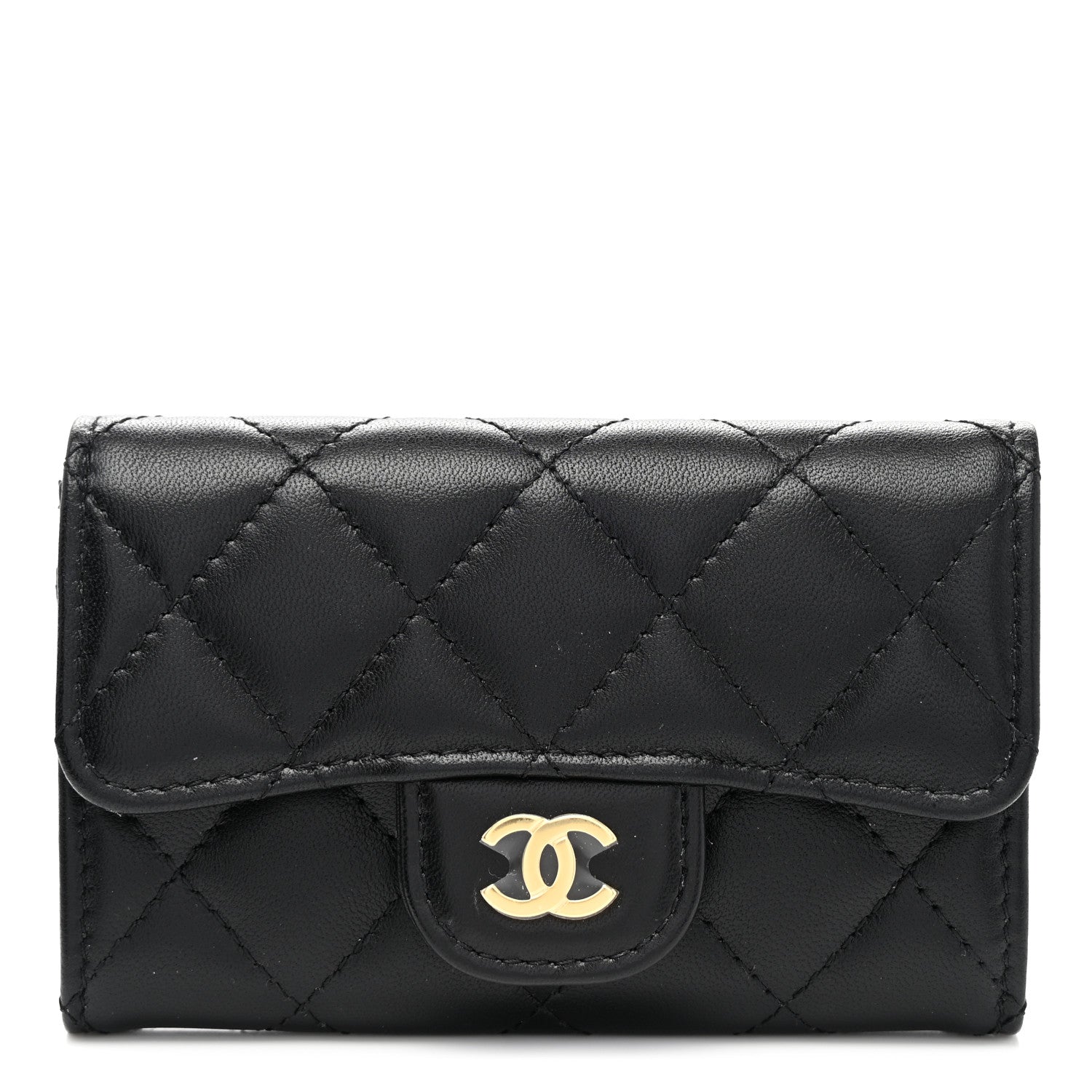 Chanel Lambskin Quilted Flap Card Holder Wallet Black 1 of 8