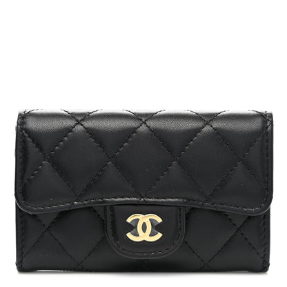 Chanel Lambskin Quilted Flap Card Holder Wallet Black 1 of 8