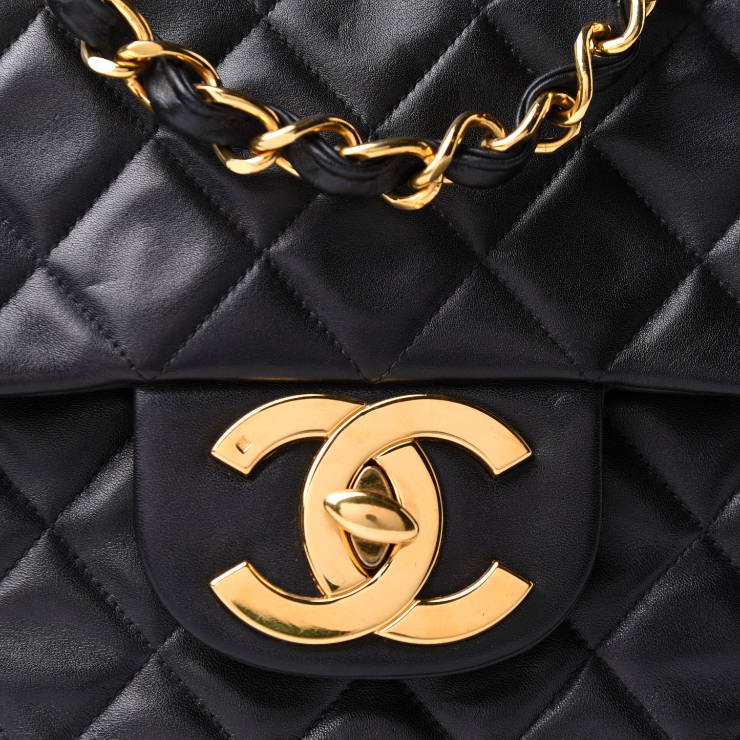 Lambskin Quilted XL Jumbo Single Flap Black