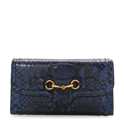 Gucci Snakeskin Horsebit 1955 Continental Wallet Blue 1 of 7