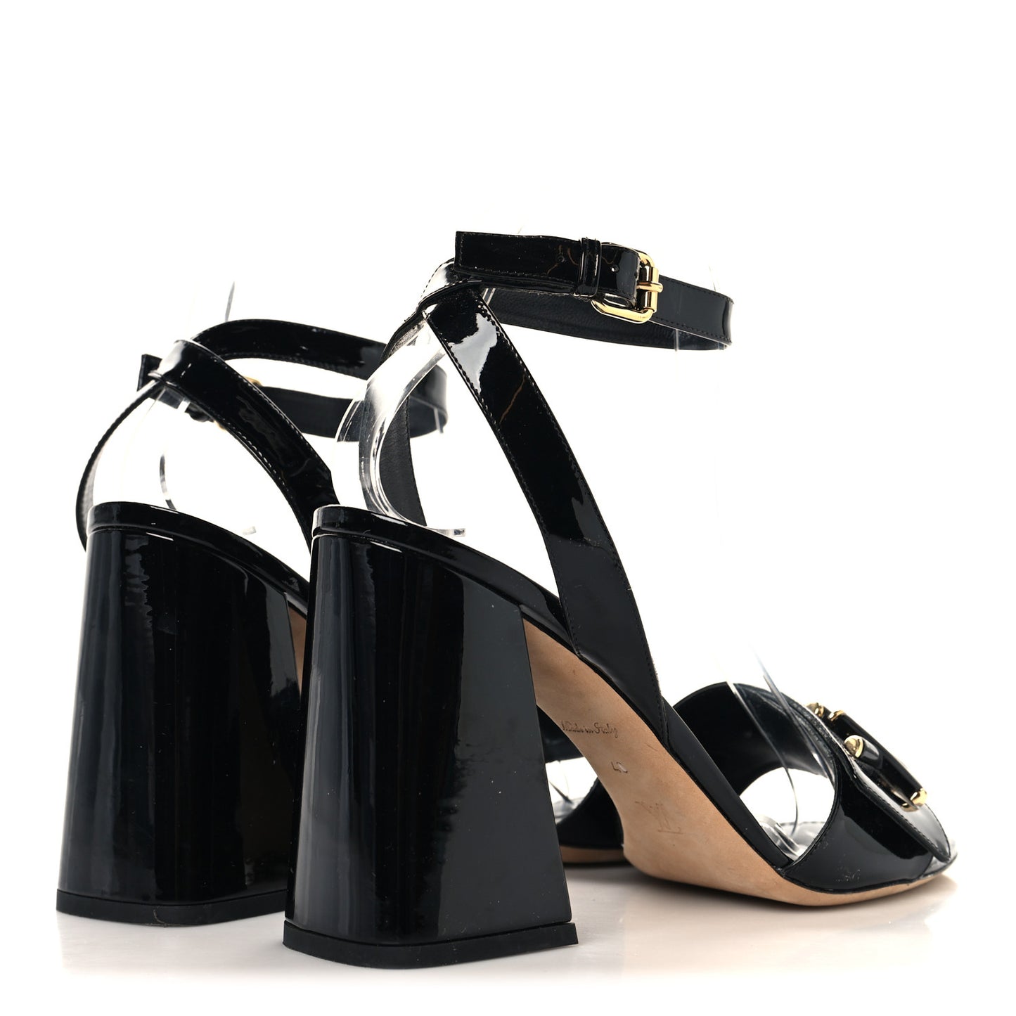 Patent Calfskin Shake Sandals 40 Black