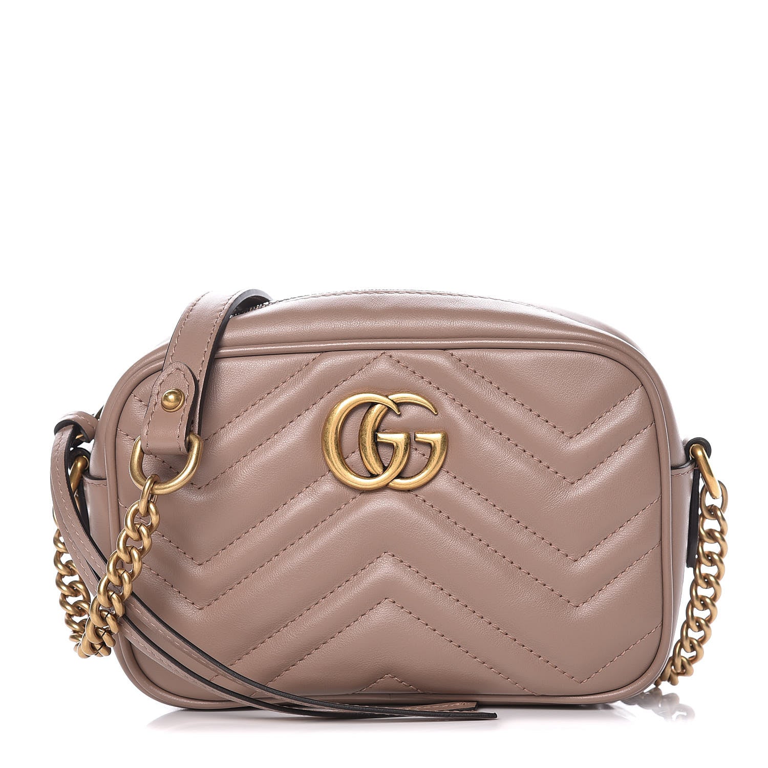Gucci Calfskin Matelasse Mini GG Marmont Chain Shoulder Bag Porcelain Rose 1 of 9