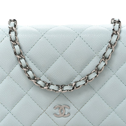 Chanel Caviar Quilted Wallet on Chain WOC Light Blue 9 of 12