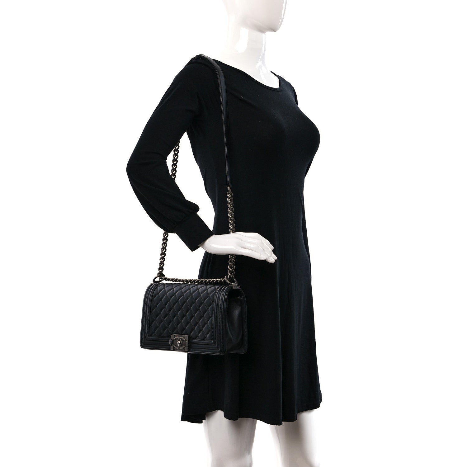 Chanel Calfskin Quilted Medium Boy Flap Black 2 of 11