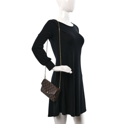 Louis Vuitton Damier Ebene Pochette Felicie Chain Wallet 2 of 8