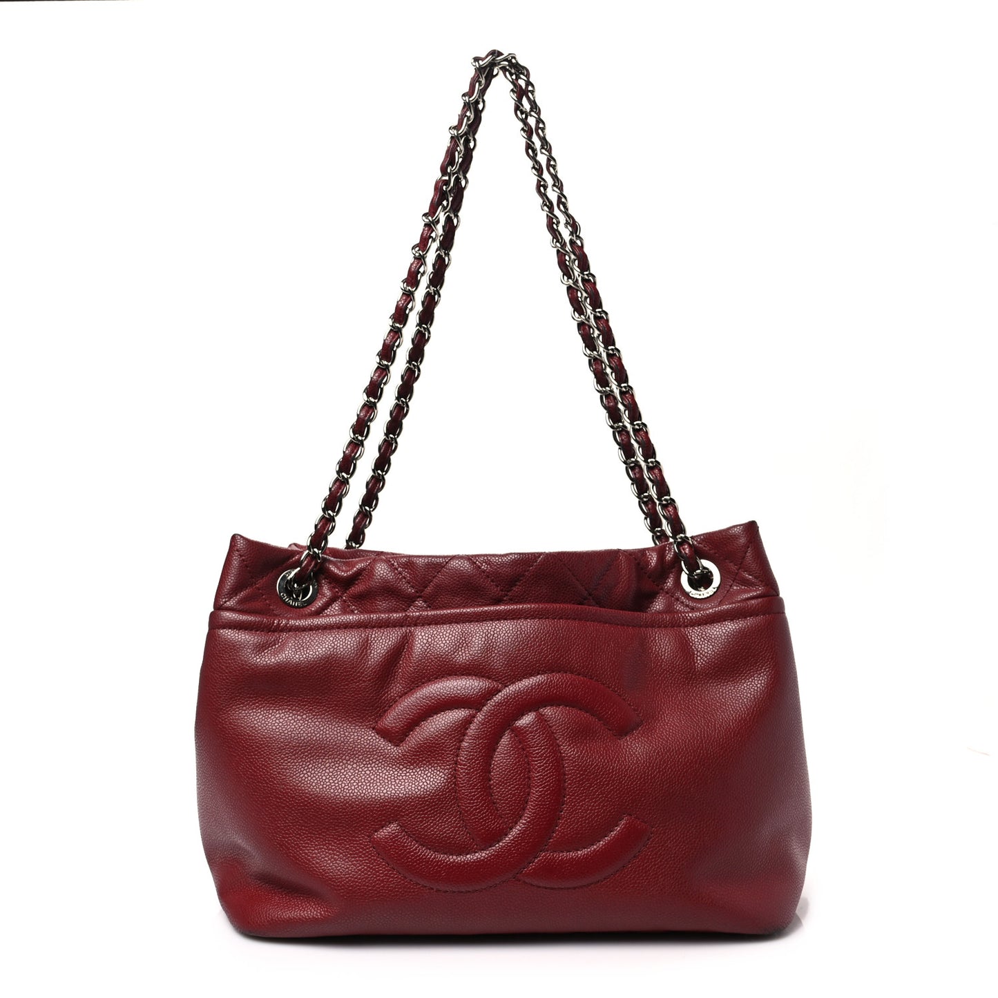 Caviar Quilted Large Timeless CC Soft Tote Dark Red