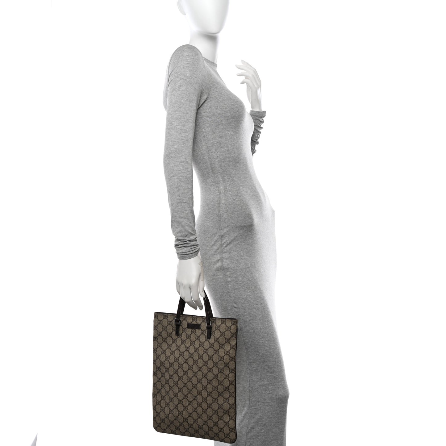 GG Plus Monogram Flat Vertical Tote Dark Brown