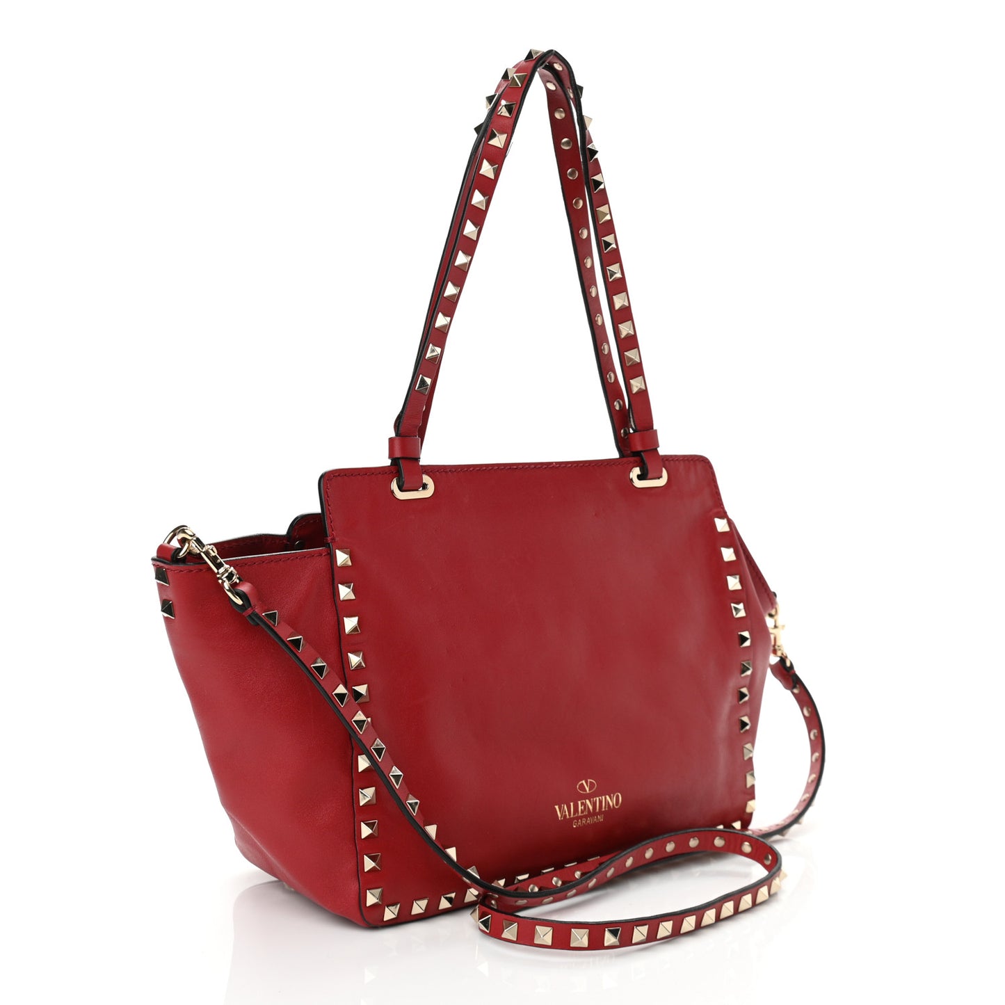 Vitello Small Rockstud Tote Rosso Valentino