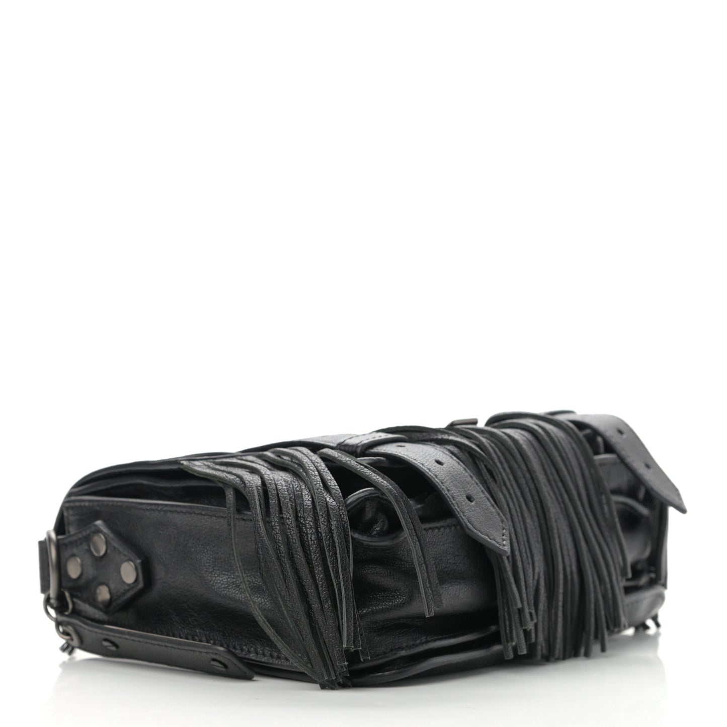 Lambskin Fringe PS1 Crossbody Pouch Black