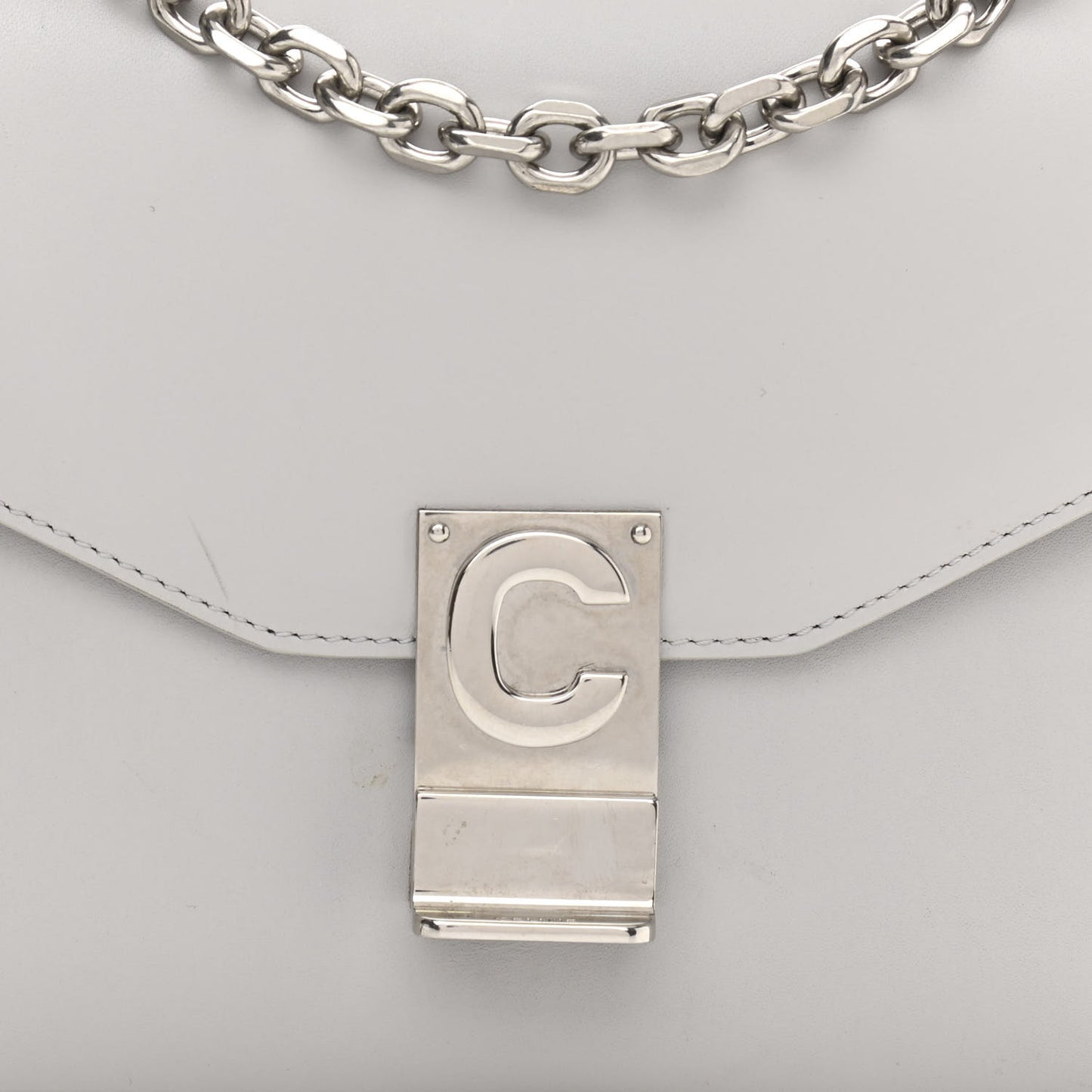 Shiny Calfskin Medium C Bag Pale Grey