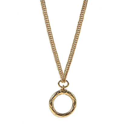 Chanel CC Quilted Loupe Chain Necklace Gold 1 of 5