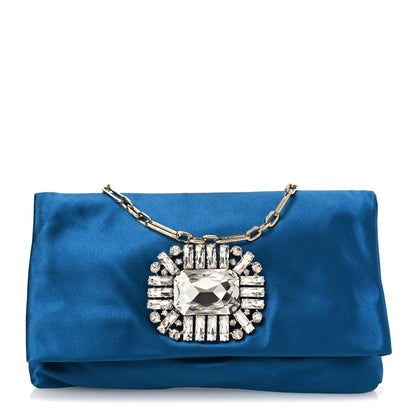 Jimmy Choo Satin Crystal Titania Clutch Blue 1 of 12