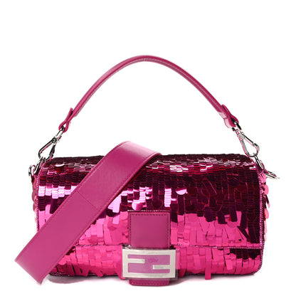 Fendi Sequin Paillettes Shiny Nappa Sex and the City Baguette Ciclamino Pilar 1 of 9